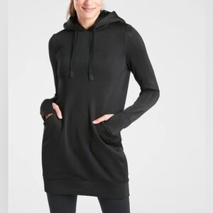 Athleta Triumph Black Hooded Sweatshirt Dress